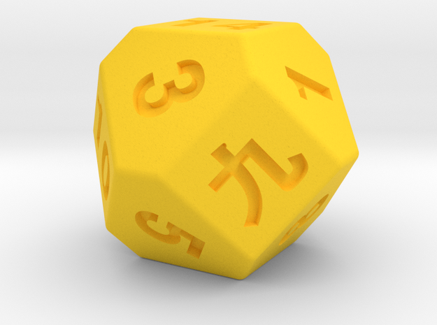 14 faces dice in Yellow Processed Versatile Plastic