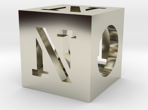 N Cube Slide in 14k White Gold
