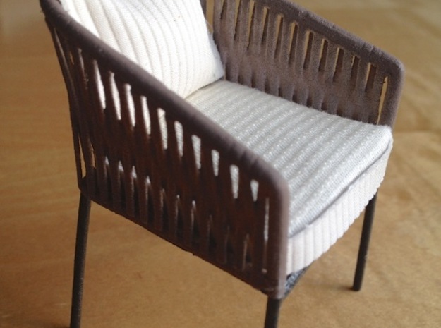 1:12 Chair Braided for patio or inside in White Processed Versatile Plastic