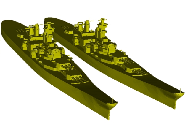 1/3000 scale USS Iowa BB-61 battleships x 2 in Clear Ultra Fine Detail Plastic