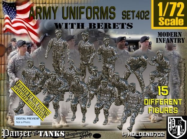 1/72 Modern Uniforms Berets Set402 in Tan Fine Detail Plastic
