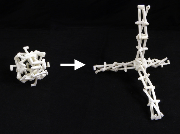 Branched scissor mechanism demo set in White Natural Versatile Plastic