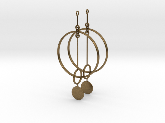 Interlinked Rings Earrings in Natural Bronze (Interlocking Parts)