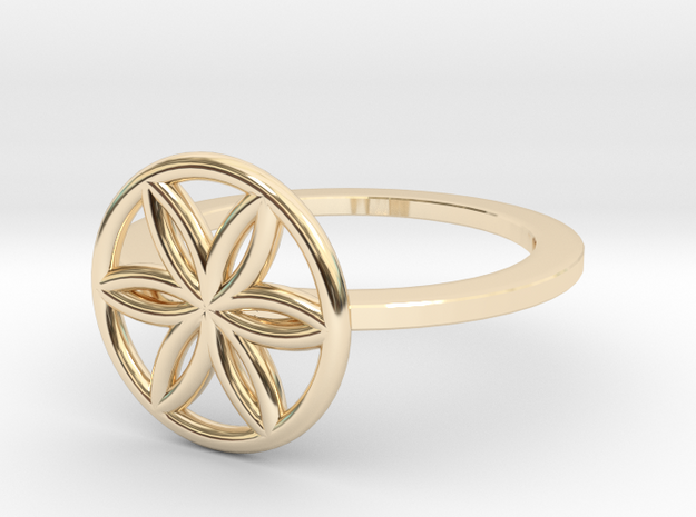 Flower of Life Ring, Size 4.5 in 14K Yellow Gold
