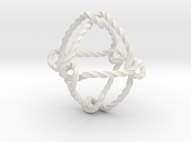 Octahedral knot (Twisted square) in White Natural Versatile Plastic: Extra Small