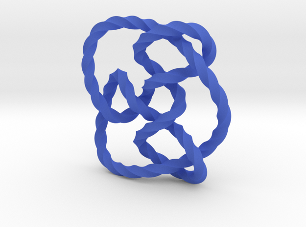 Knot 8₁₅ (Twisted square) in Blue Processed Versatile Plastic: Extra Small