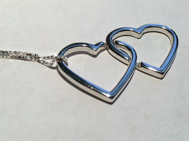 Interlocking Hearts Pendant in Polished Silver (Interlocking Parts)