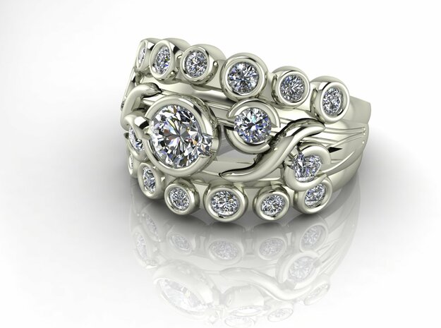 Multi stone ring NO STONES SUPPLIED in Fine Detail Polished Silver