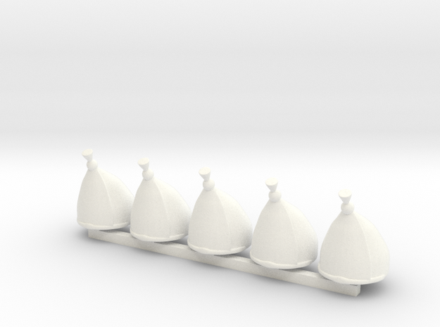 5 x Grenadier Hats in White Processed Versatile Plastic: d3