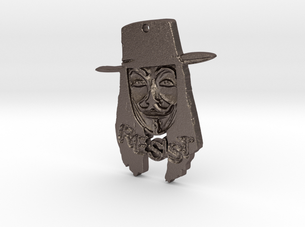 Guy Fawkes Today Pendant in Polished Bronzed Silver Steel