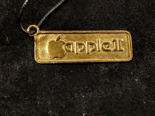 Apple II Badge Pendant in Polished Brass