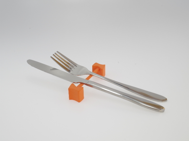 Knife rest & Cutlery rest  Abstract square shape in Orange Processed Versatile Plastic