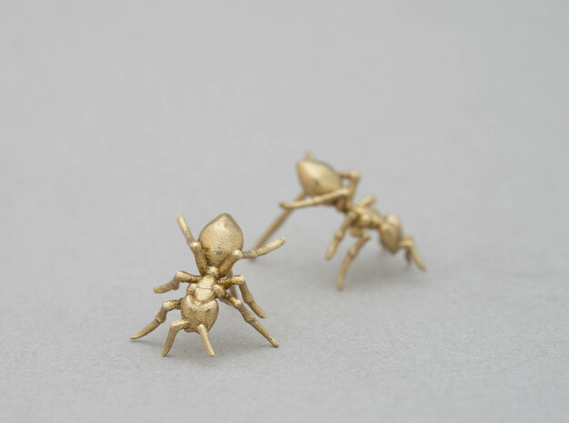 Little Ant Post Earring in Natural Brass