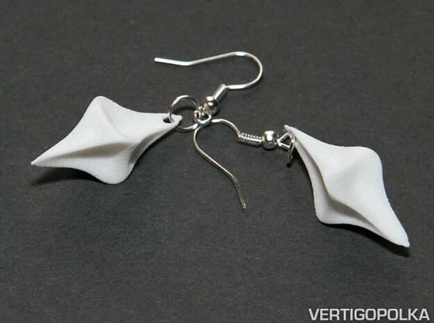 Pinched Earrings in White Processed Versatile Plastic