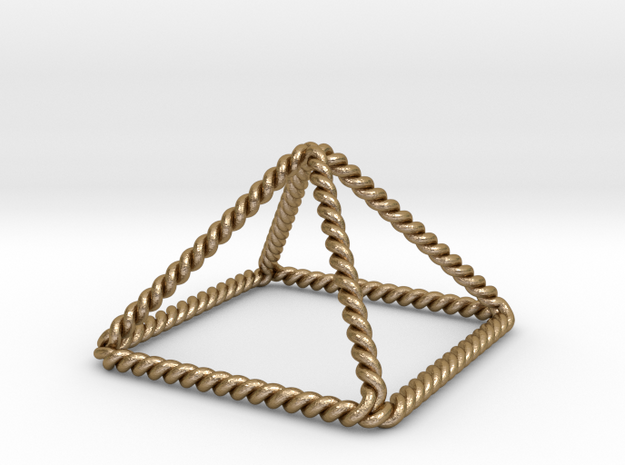 Twisted Giza Pyramid 2.2" in Polished Gold Steel
