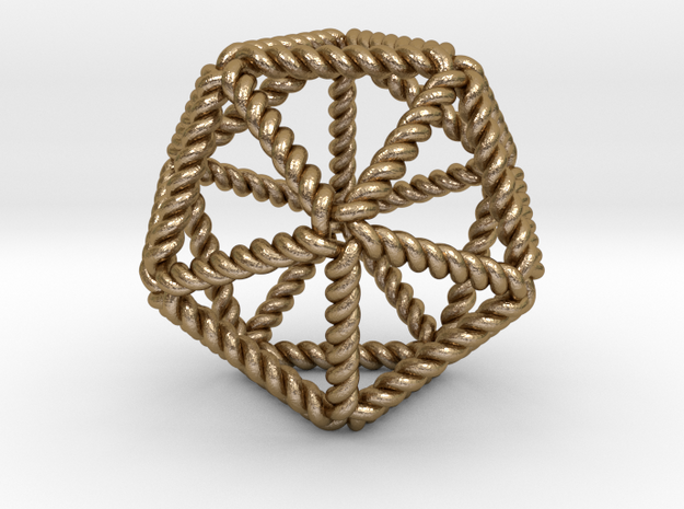 Twisted Icosahedron RH 2" in Polished Gold Steel