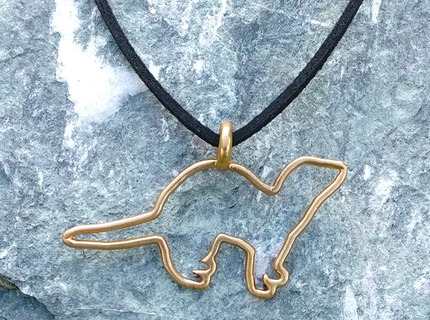 Standing ferret necklace in Polished Brass