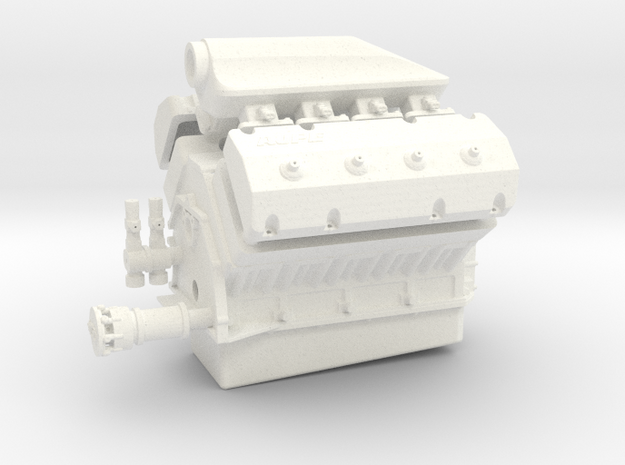 AJPE 1/12 Hemi single plug w/turbo intake in White Processed Versatile Plastic