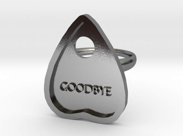 Goodbye Planchette Ring size 8 in Polished Silver