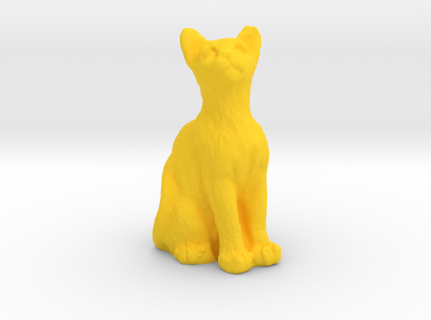 1/24 Cat Sitting and Staring for Diorama in Yellow Processed Versatile Plastic