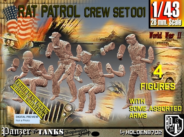 1/43 Rat Patrol Set001 in Smooth Fine Detail Plastic