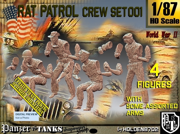 1/87 Rat Patrol Crew Set001 in Tan Fine Detail Plastic