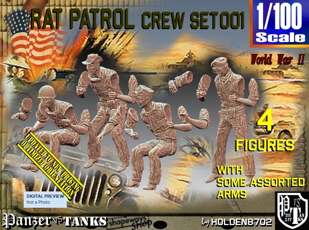 1/100 Rat Patrol Crew Set001 in Tan Fine Detail Plastic