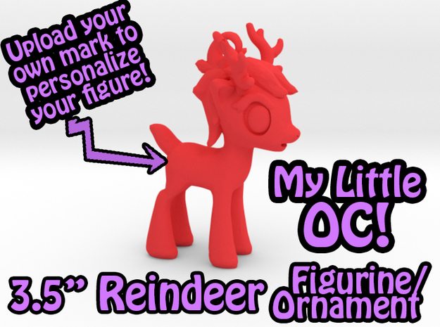 My Little OC: Smol Reindeer 3.5"  in Red Processed Versatile Plastic
