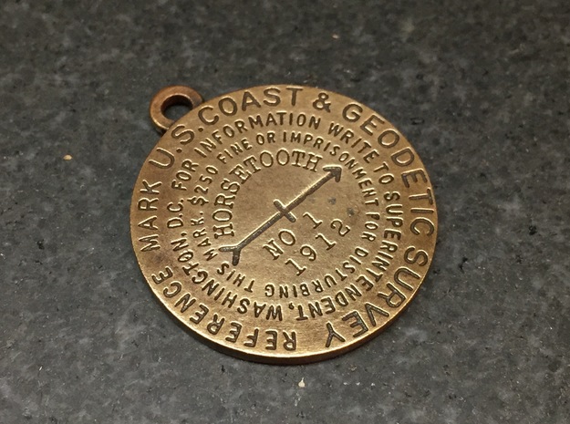 Reference Mark Keychain - early flat type in Natural Bronze
