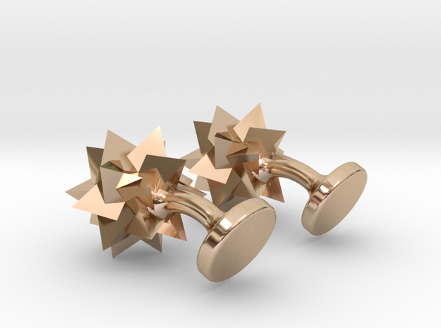 Tetrahedra Cufflinks in 14k Rose Gold Plated Brass