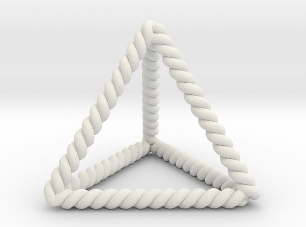 Twisted Tetrahedron LH 1.4"  in White Natural Versatile Plastic