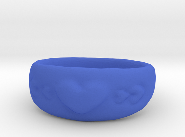 Heart Ring sz8 in Blue Processed Versatile Plastic