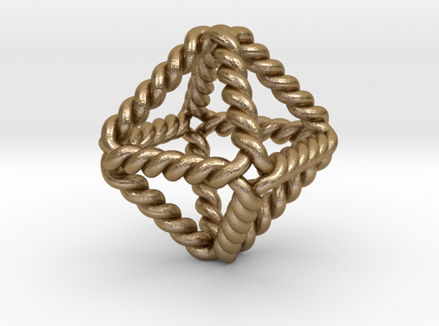 Twisted Octahedron LH 1"  in Polished Gold Steel