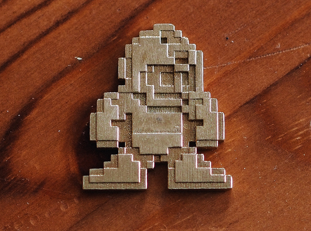 Megaman 8bit pin face in Natural Brass