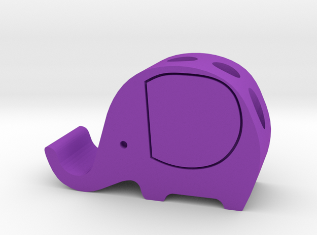 Elephant Cell Phone Stand and Pencil Holder in Purple Processed Versatile Plastic