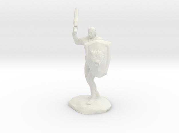 Barbarian with Sword and Bear Shield in White Natural Versatile Plastic