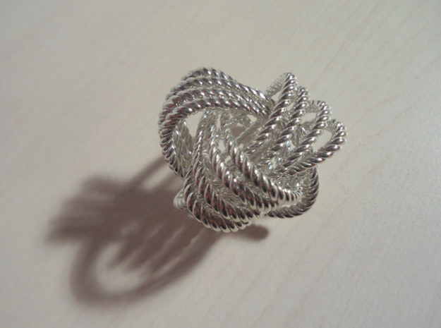 Monkey's fist knot (Rope) in Polished Silver: Extra Small