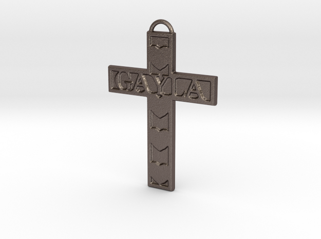 Gayla Cross Pendant in Polished Bronzed Silver Steel