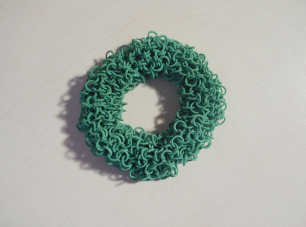 3D chainmaille donut in Green Processed Versatile Plastic