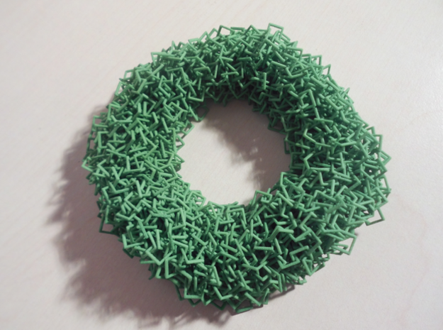 3D square chainmaille donut in Green Processed Versatile Plastic: Medium