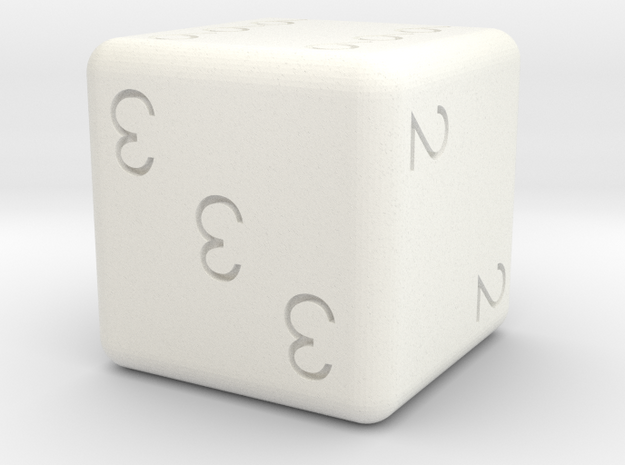 Numberal dice in White Processed Versatile Plastic