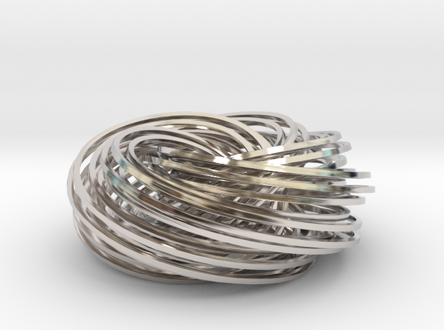 Torus Knot Knot 2 in Rhodium Plated Brass