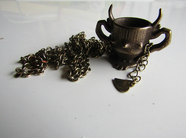 Hades's hunt miniature pendant in Polished Bronze Steel