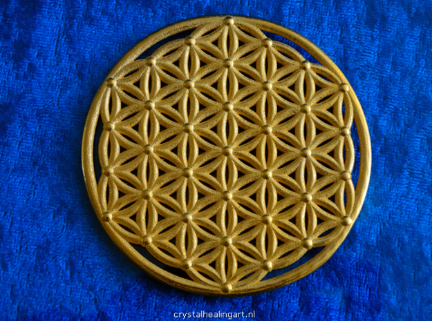 Flower Of Life - Large in Polished Gold Steel