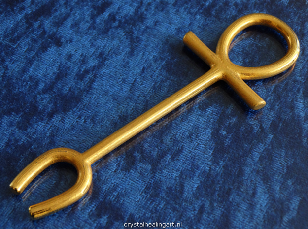 Egyptian Ankh Staff in Polished Bronzed Silver Steel