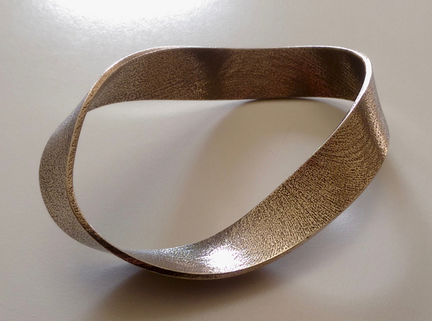 Flat Steel Mobius Band in Polished Bronzed Silver Steel