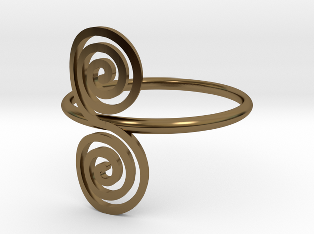 Celtic "life and death" double spiral ring in Polished Bronze