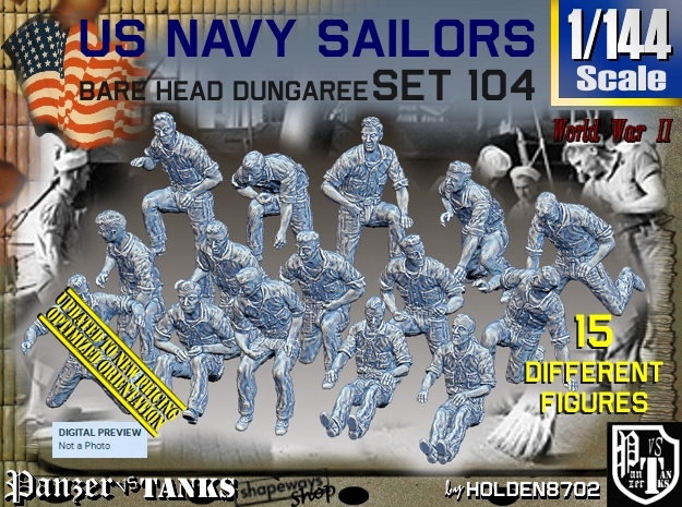 1/144 USN Dungaree Barehead Set104 in Tan Fine Detail Plastic