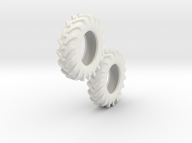 1:64 scale 12.4-24 Tires in White Natural Versatile Plastic