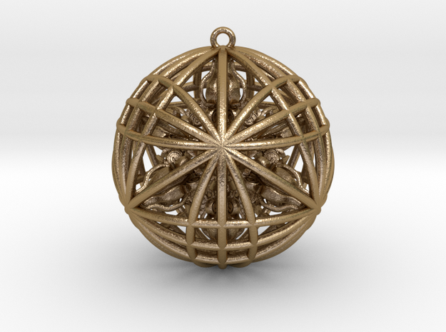 Awesomeness Sphere w/ nested Octuple Dorje Pendant in Polished Gold Steel